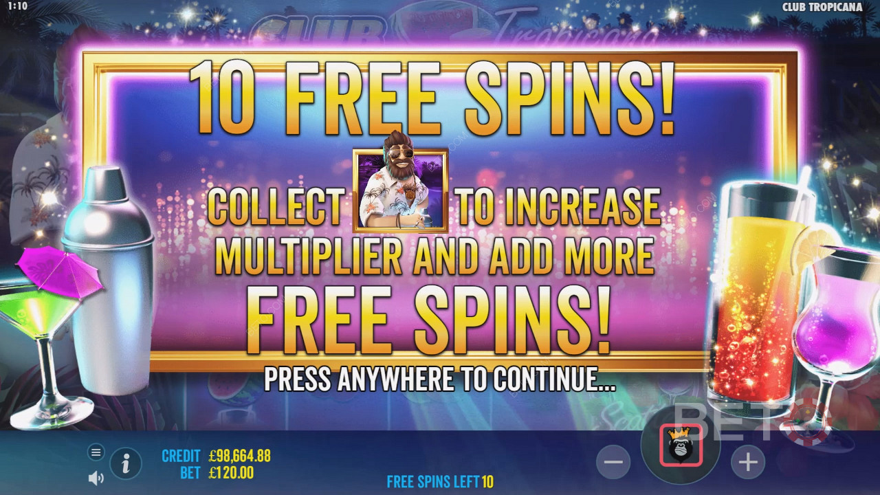 O prémio máximo pode ser ganho nas Free Spins