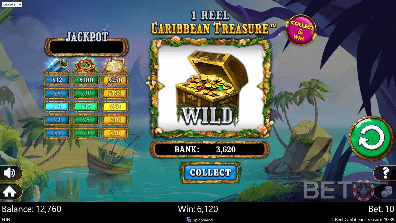 1 Reel Caribbean Treasure Jogo Grátis