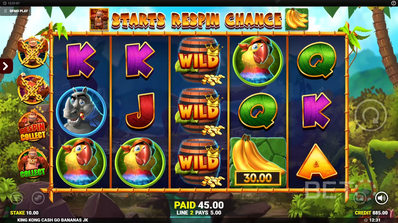Funcionalidades de bónus explicadas em King Kong Cash Go Bananas por Blueprint