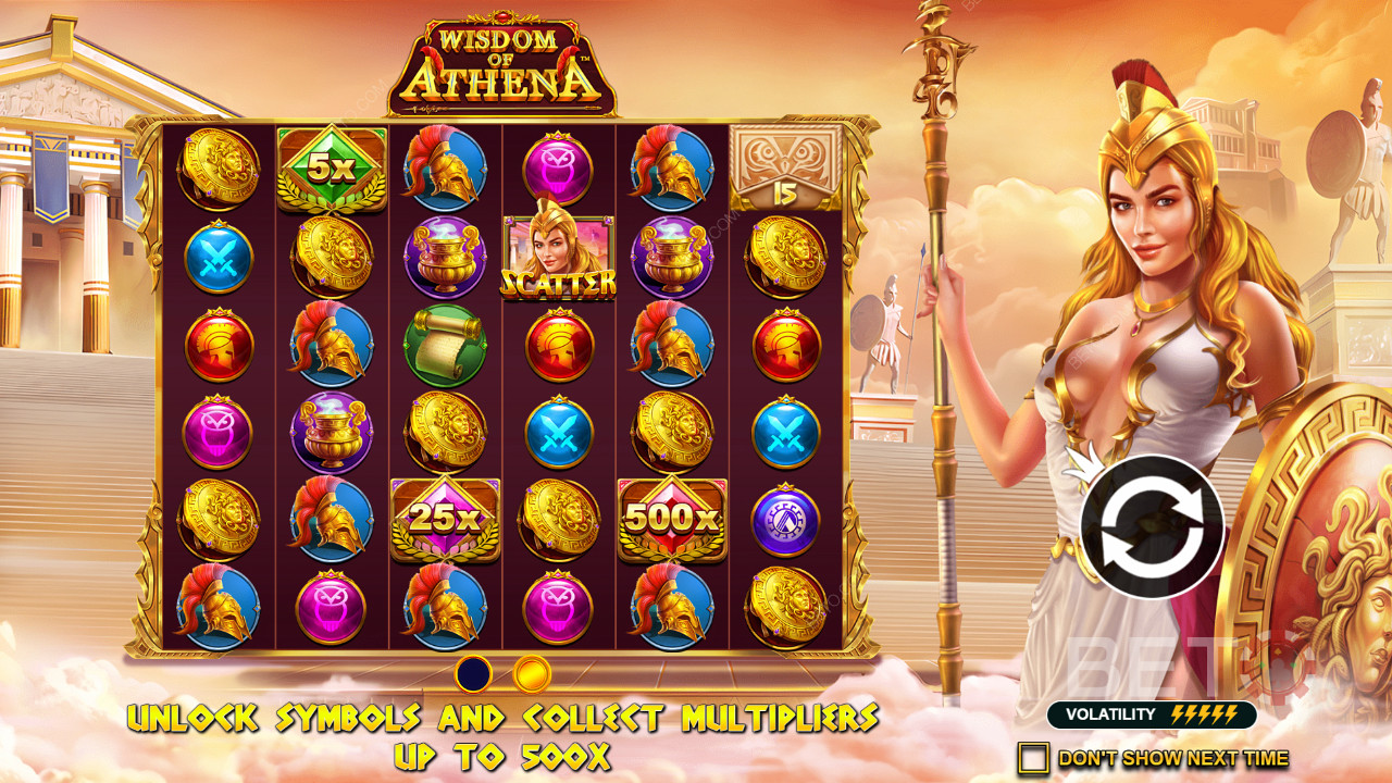 Multiplicadores massivos são vistos na slot online Wisdom of Athena