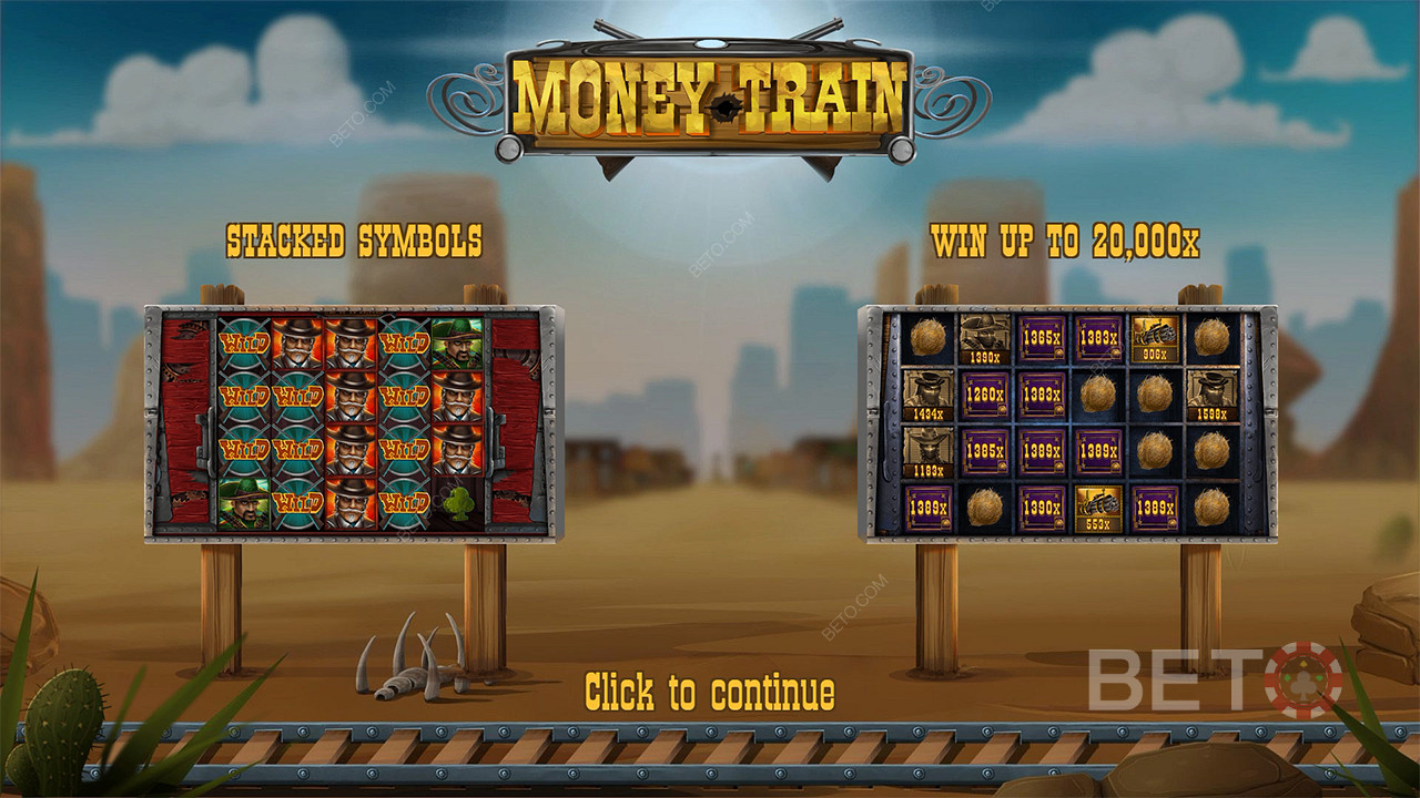 Divirta-se a perseguir um ganho máximo de 20.000x da sua aposta na slot online Money Train