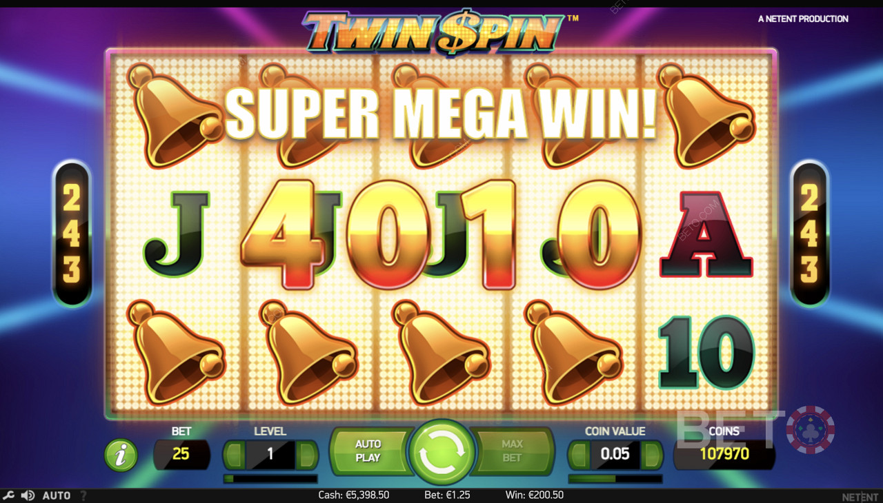 Ganhar uma Super Mega Vencedora em Twin Spin