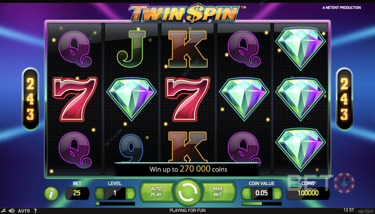 Símbolos de pagamento mais elevados em Twin Spin