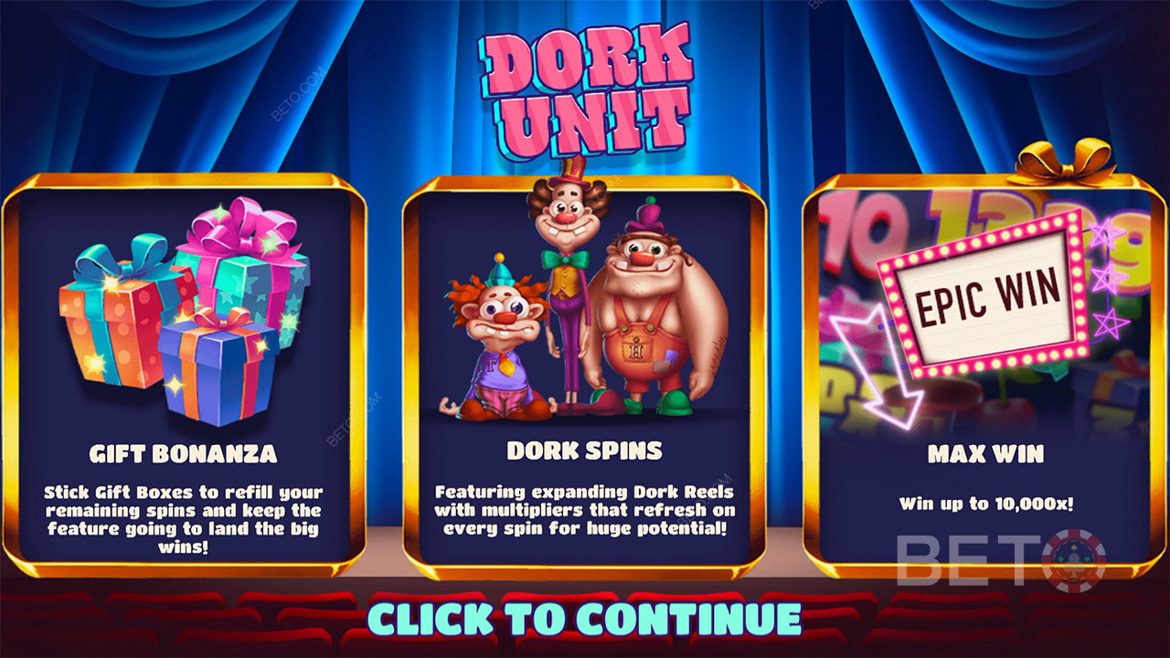 Desfrute de 2 fantásticos jogos de bónus e de um elevado ganho máximo na slot machine Dork Unit