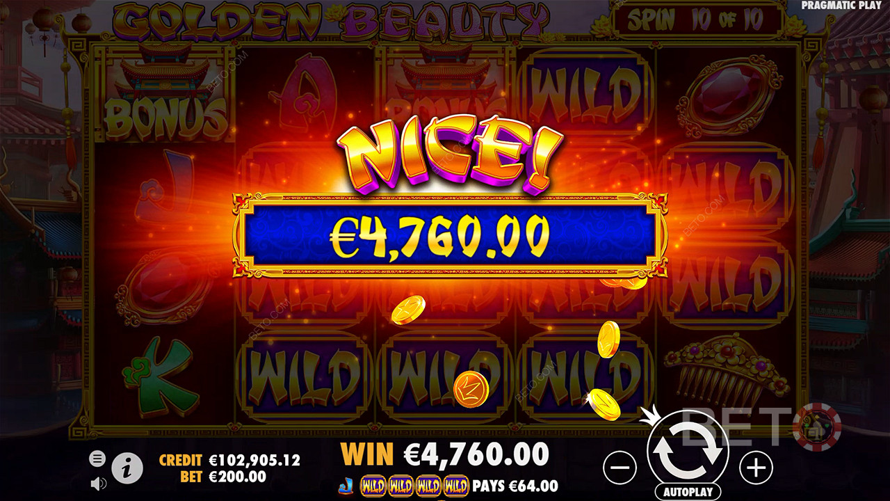 Ganhe 210x a sua aposta na Slot Online Golden Beauty!