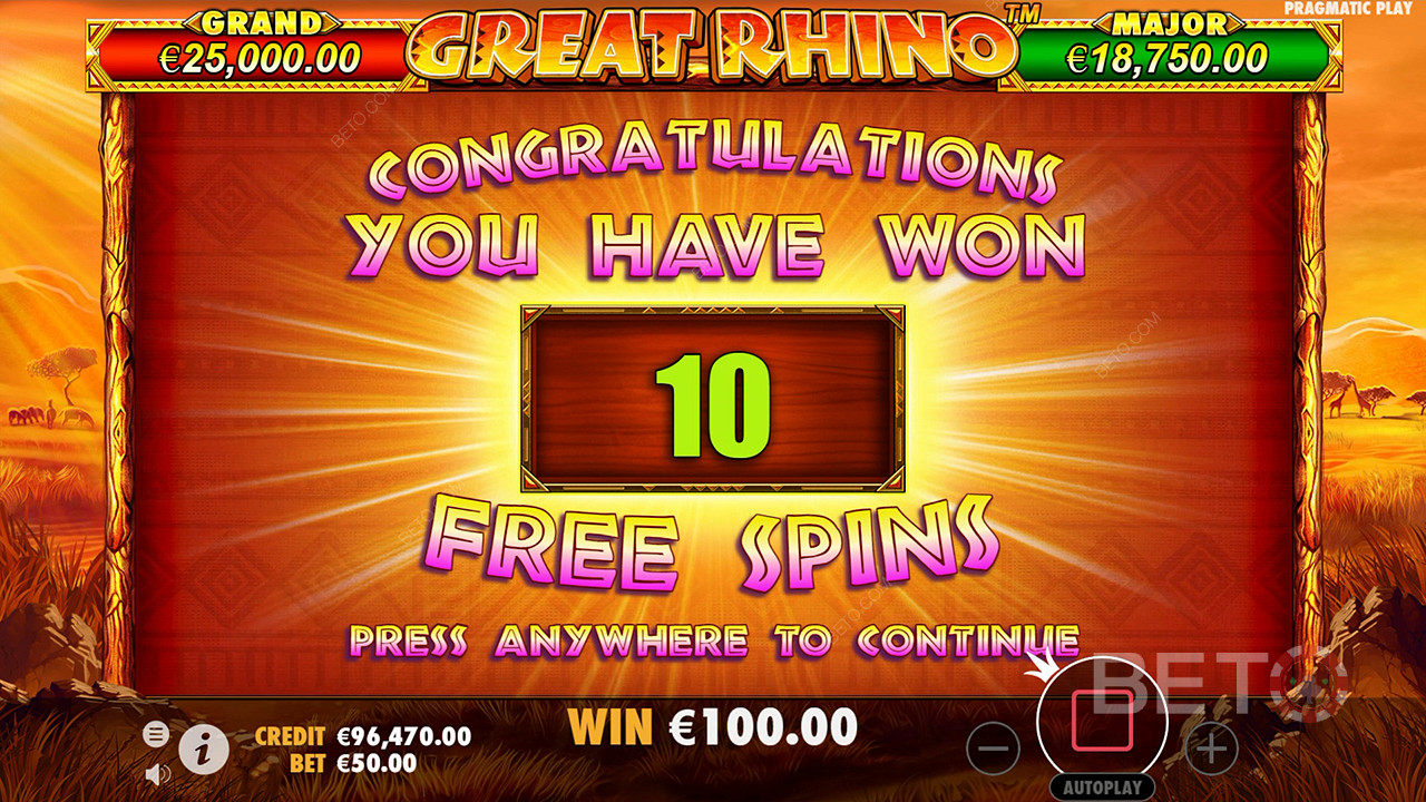 Ganhe 500x a sua aposta na Slot Online Great Rhino!