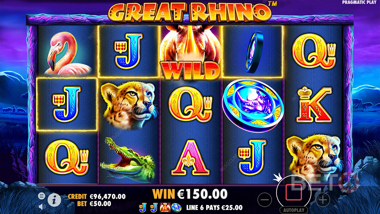 Funcionalidades de bónus explicadas no Great Rhino por Pragmatic Play