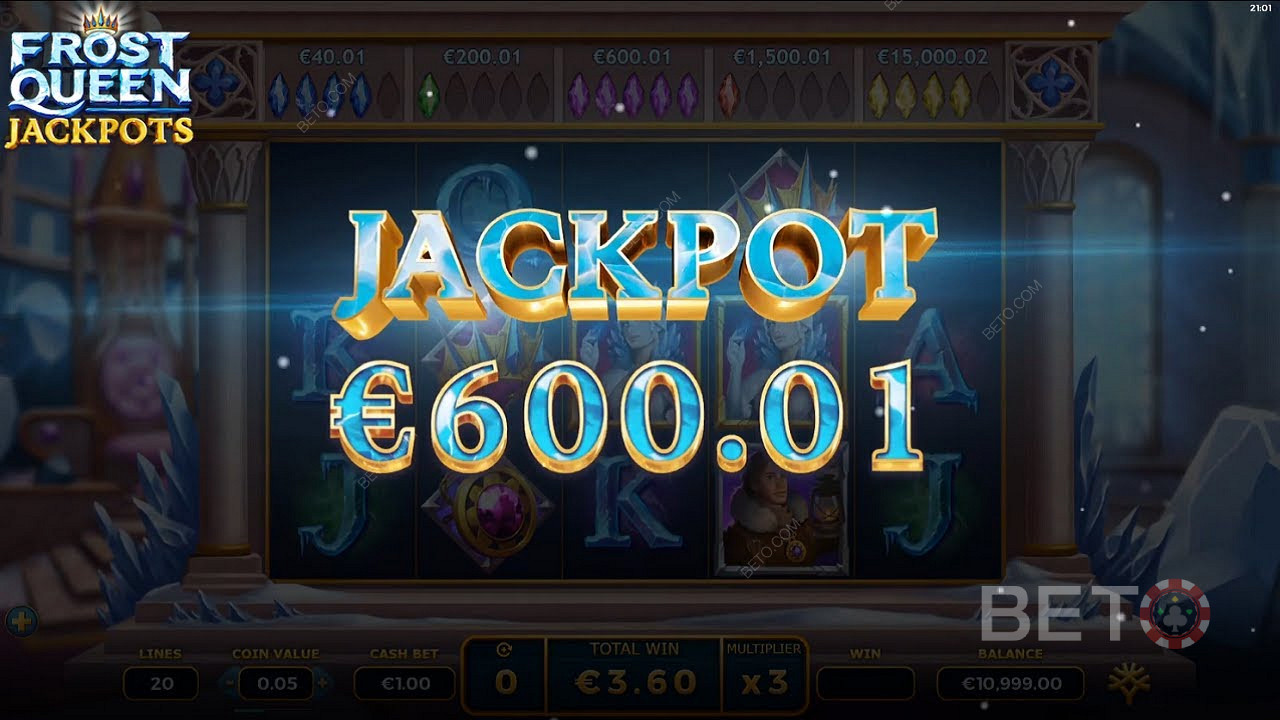 Ganhar um jackpot no valor de 600 Euros em Frost Queen Jackpots