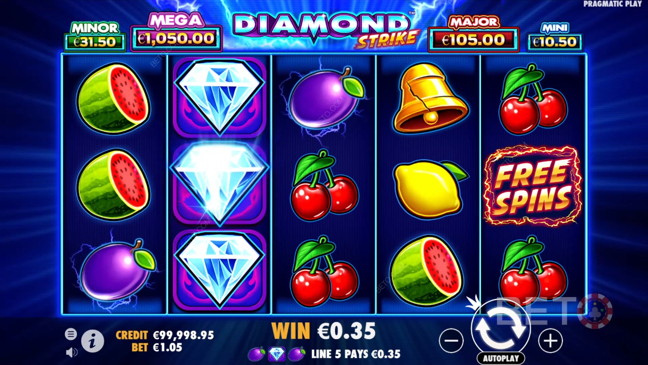 Funcionalidades de bónus explicadas em Diamond Strike por Pragmatic Play