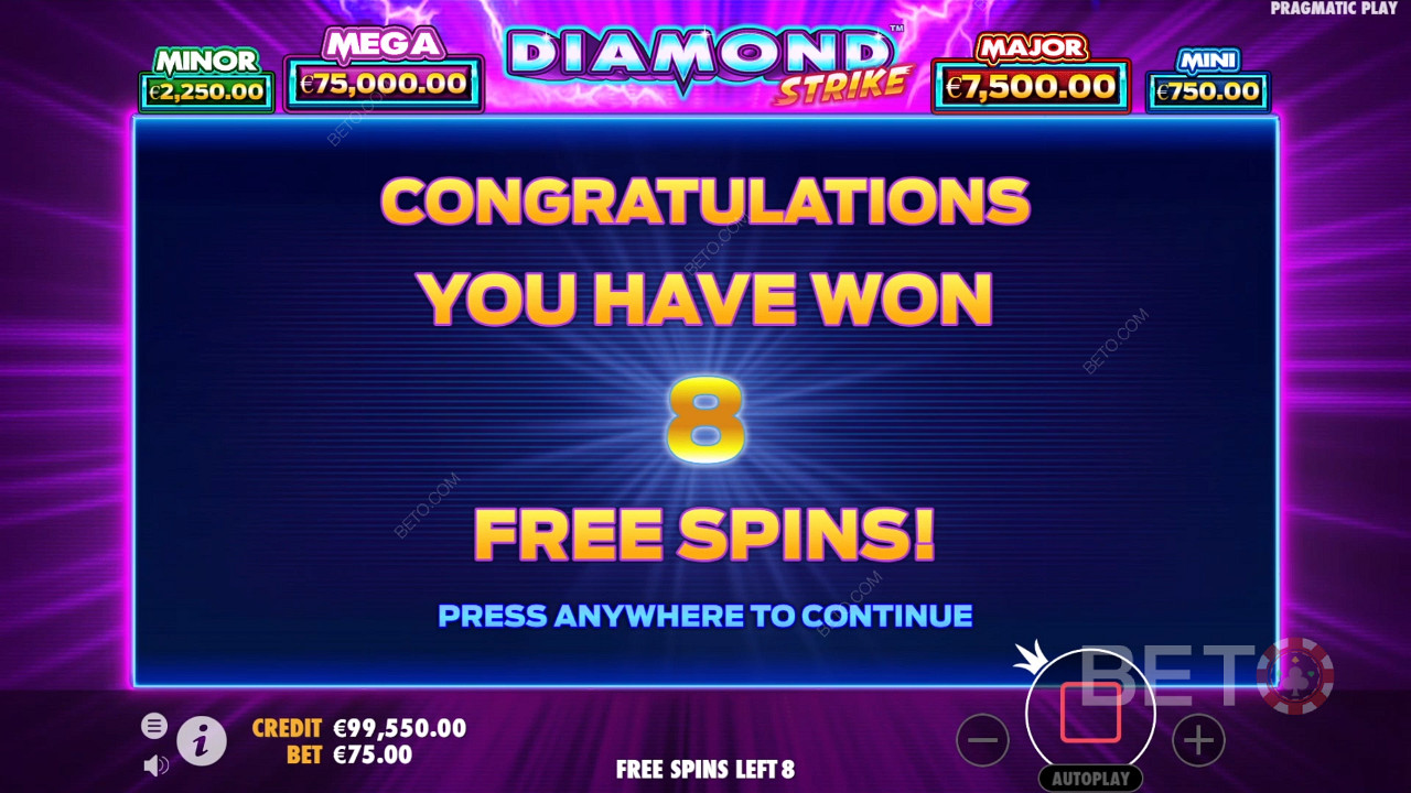 Ganhe 1.000x a sua aposta na Slot Machine Diamond Strike!
