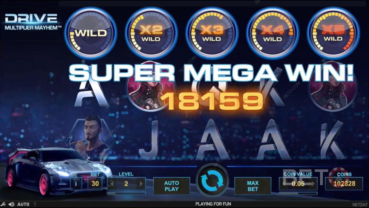 Características de bónus como Multiplier Wild oferece-lhe uma oportunidade de atingir o SUPER MEGA WIN