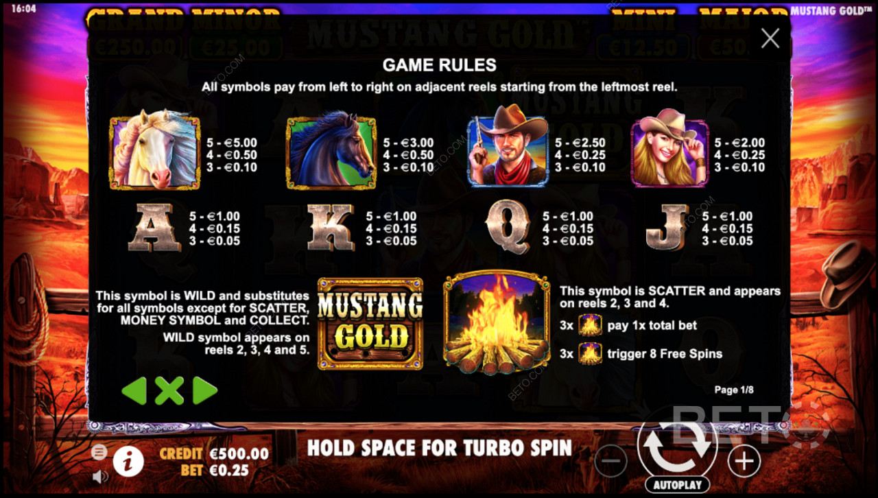 Regras do Jogo de Slot Mustang Gold Online