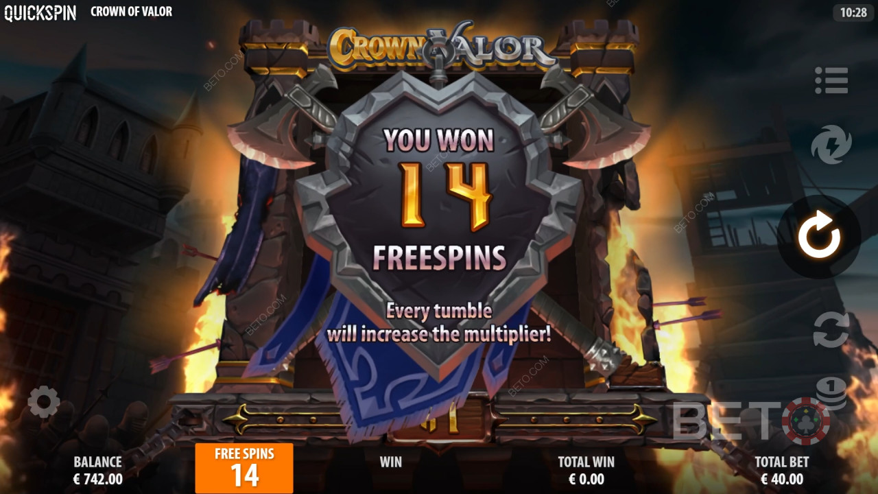 Ganhe 15.619x a sua aposta na Slot de Vídeo Crown of Valor!