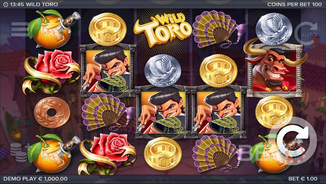 Símbolos atractivos em Slot Online Wild Toro