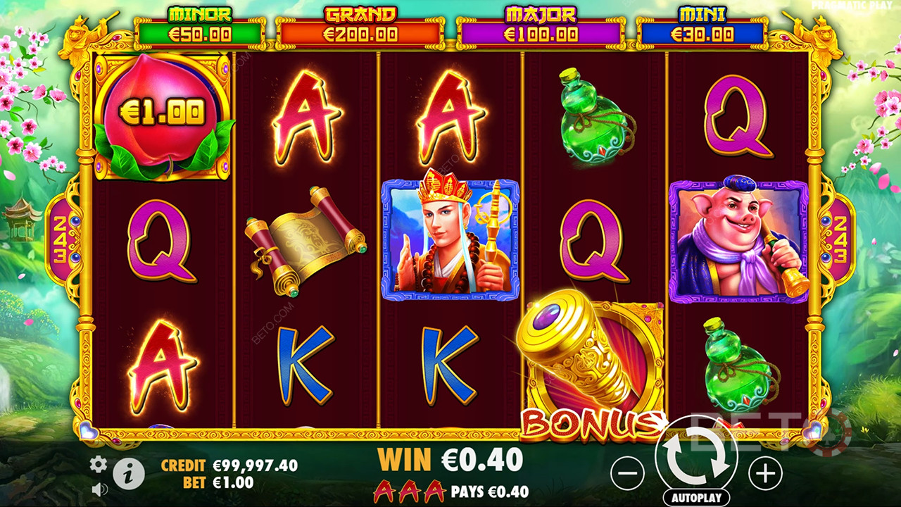 Funcionalidades de bónus explicadas em Monkey Warrior por Pragmatic Play