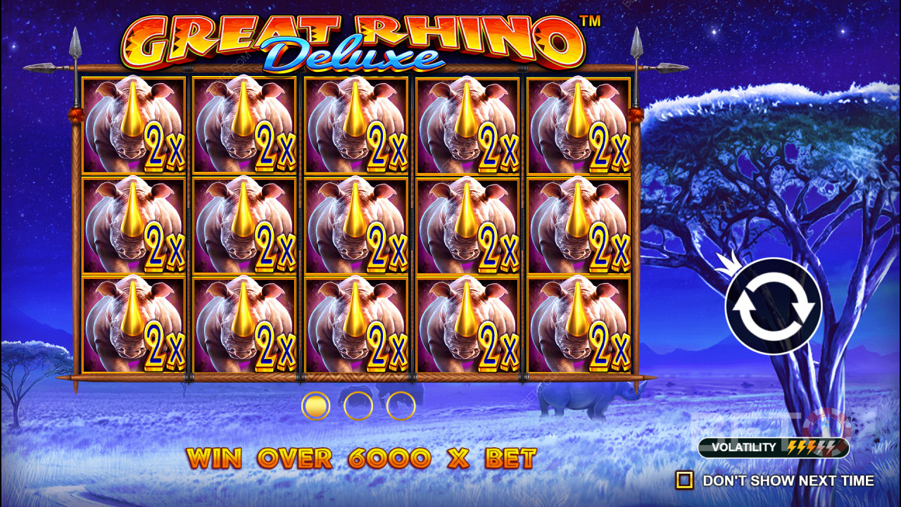 Ganhe 6.242x a sua aposta na Slot Great Rhino Deluxe!