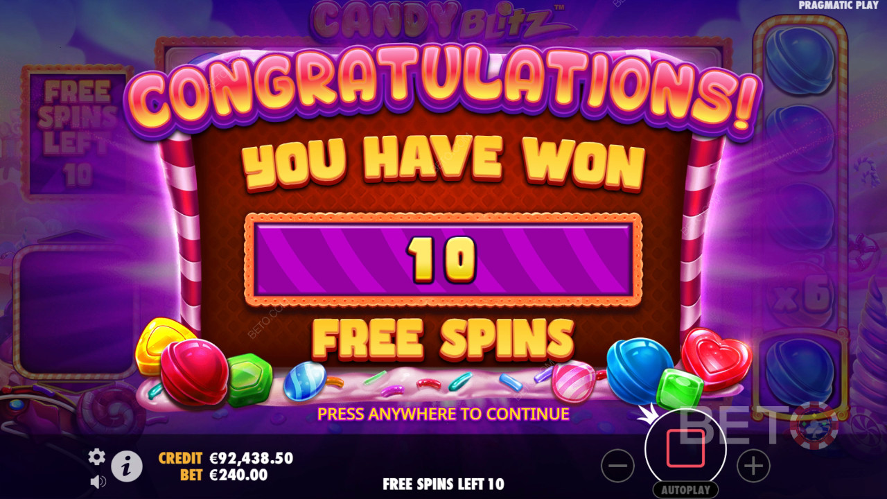 Ganhe 10.000x a sua aposta na Slot Candy Blitz!