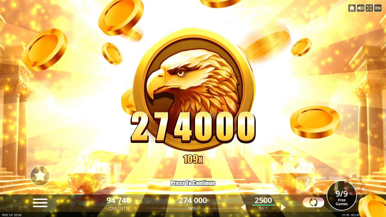 Ganhe 10.000x a sua aposta na Slot Online Rise of Zeus!