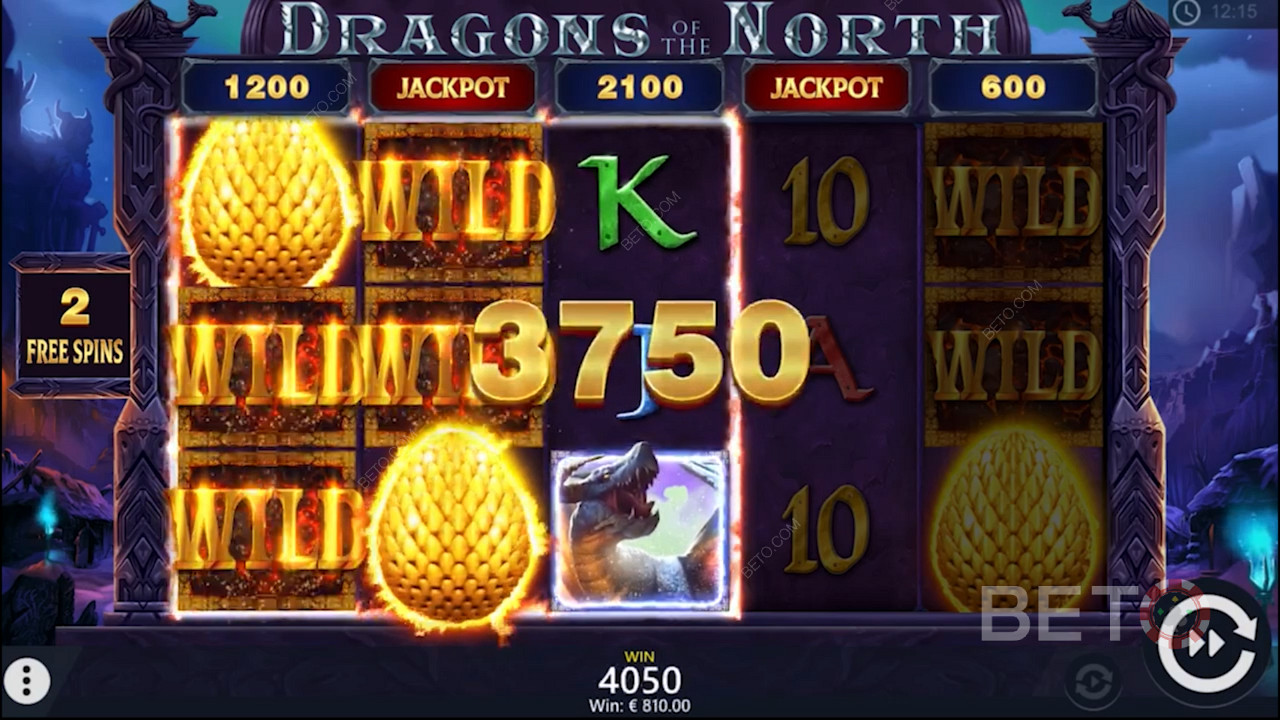 Uma grande vitória na slot de vídeo Dragons of the North