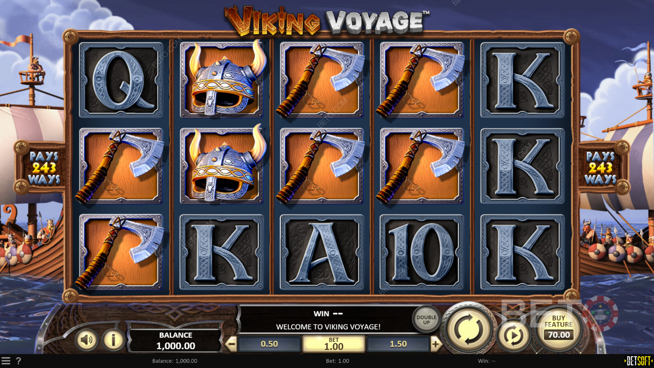 Desfrute do tema estilo Viking, gráficos e símbolos no slot online Viking Voyage