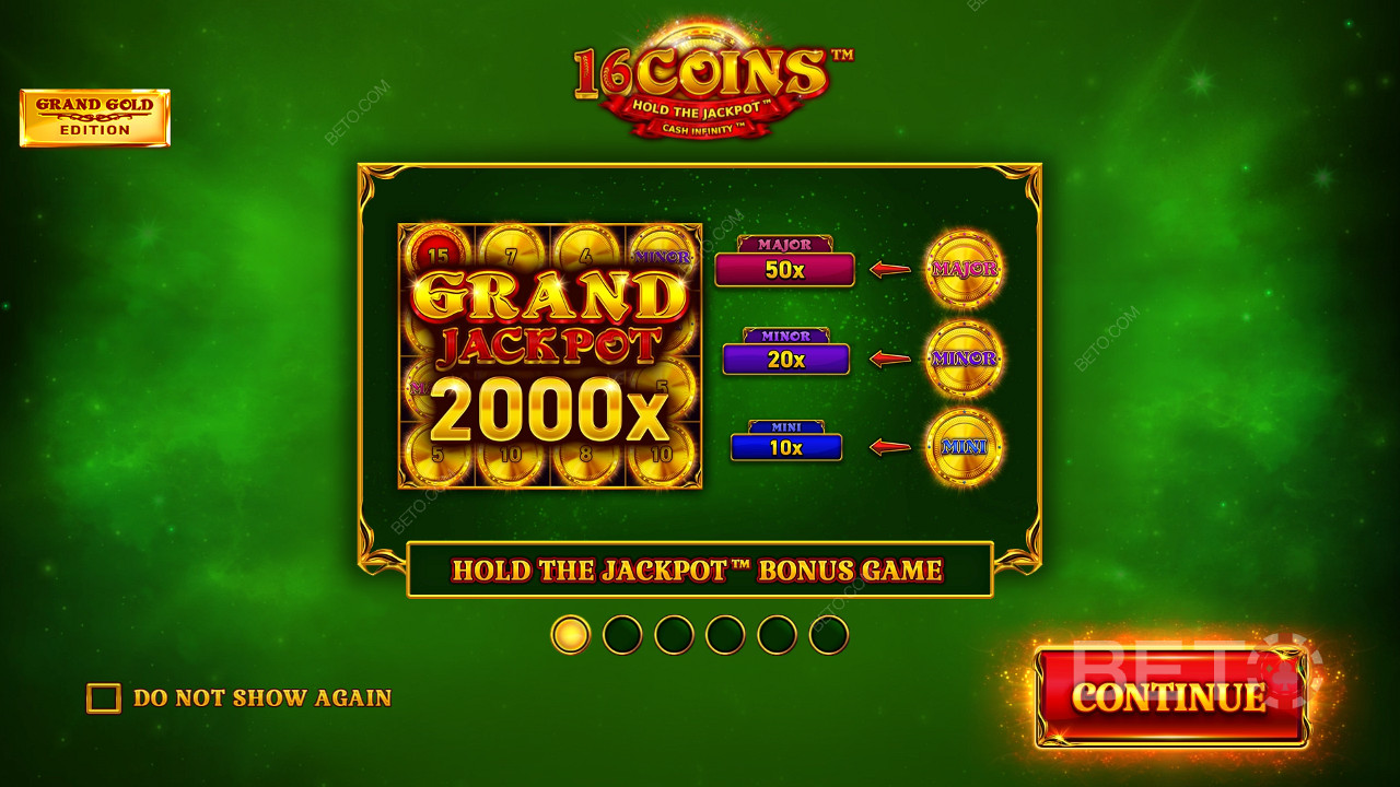 Ganhe 2.000x a sua aposta na Slot Online 16 Coins Grand Gold Edition!