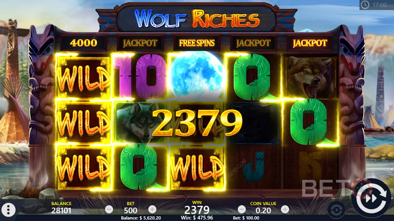 Free Spins e Wild ganham na slot online Wolf Riches
