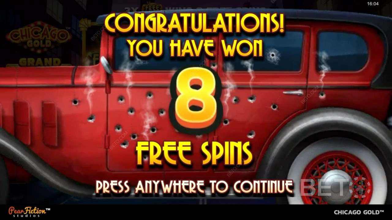 Desfrute de oito 8 Free Spins na ranhura Chicago Gold