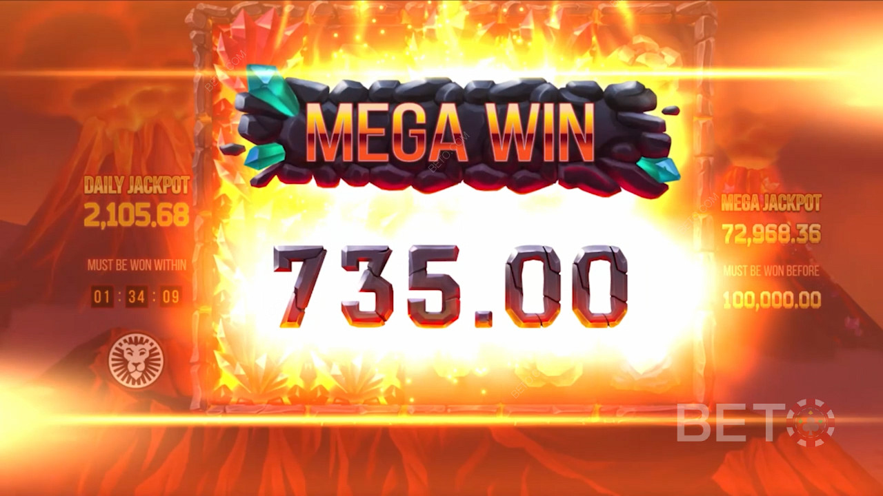 Mega vitória na slot Mount Magmas