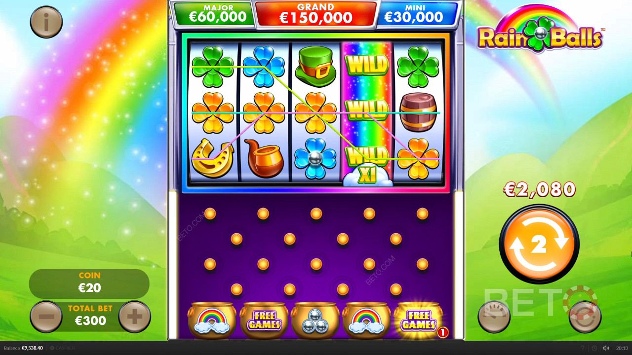 Lindo fundo da slot machine online Rain Balls