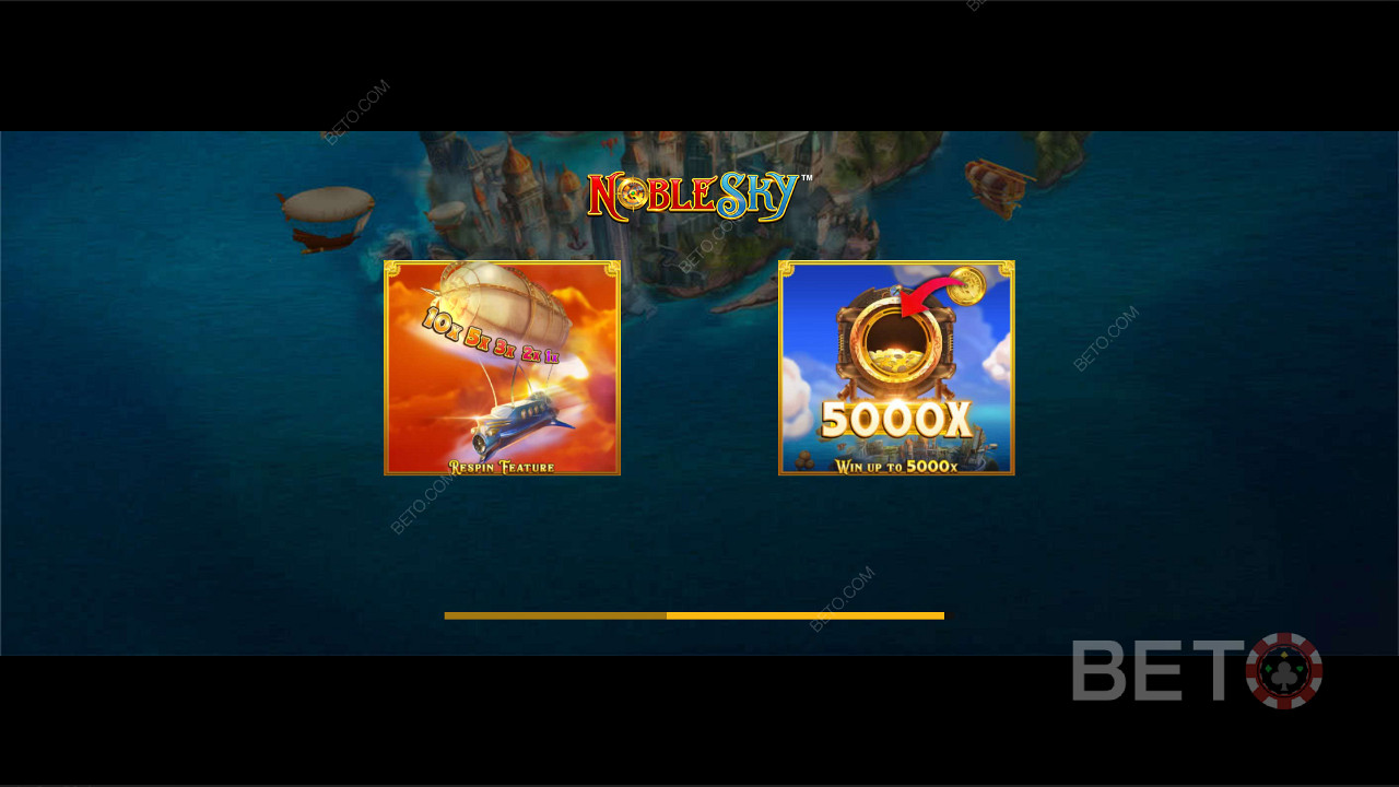Obtenha uma vitória máxima de 5.000x na slot machine Noble Sky