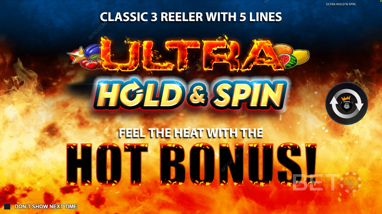 Ecrã de introdução do Ultra Hold and Spin