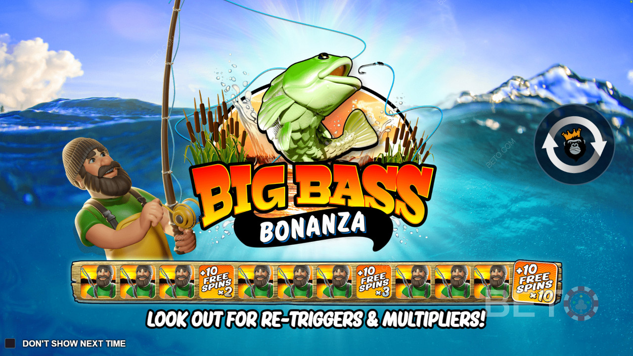 O ecrã de introdução fixe de Big Bass Bonanza