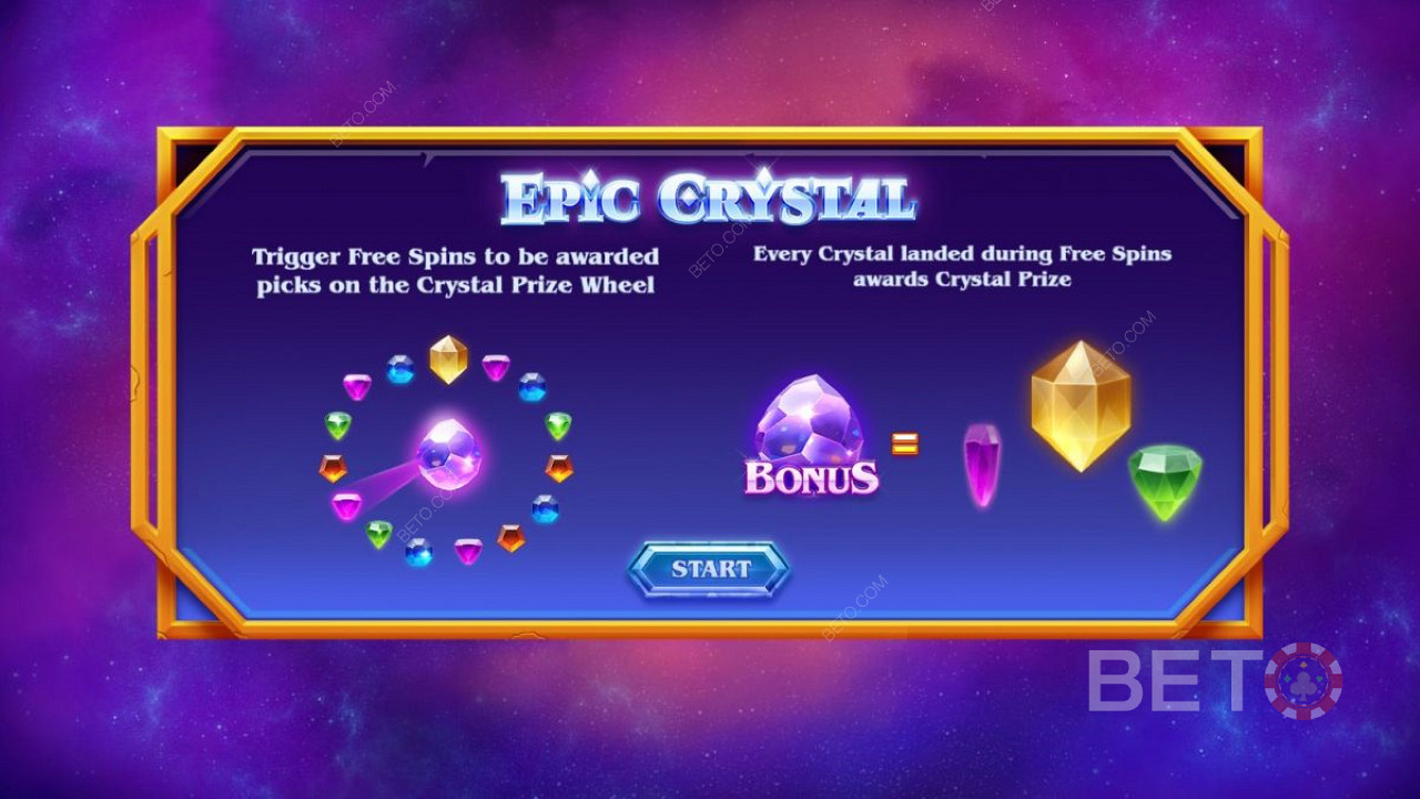 Ecrã de introdução do Cristal Épico - Bonus & Free Spins