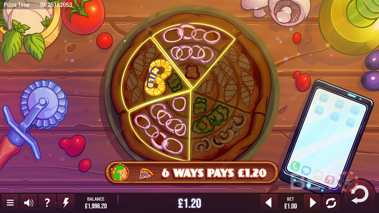 Diferentes linhas de pagamento do Tempo de Pizza em formato circular