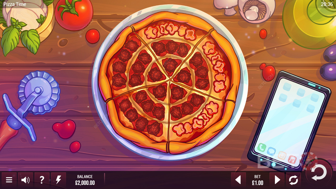Grelha de jogo circular do Tempo de Pizza