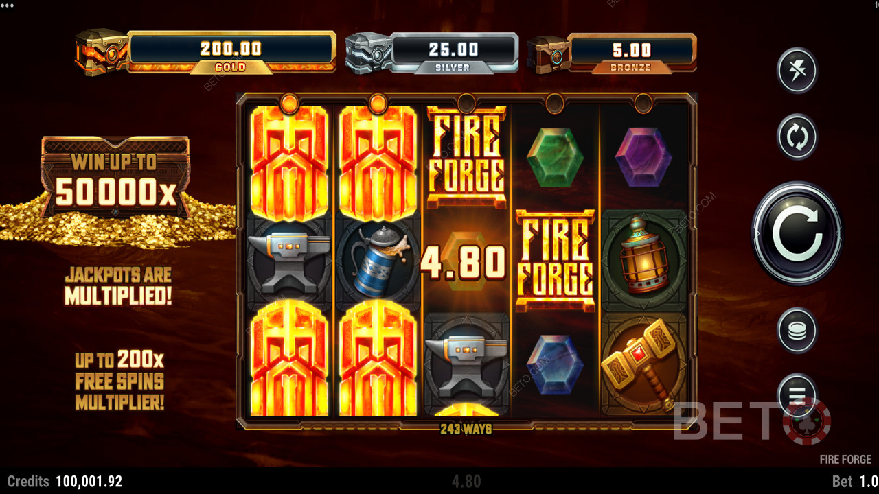 Fire Forge slot com uma vitória máxima de 50.000x da sua aposta