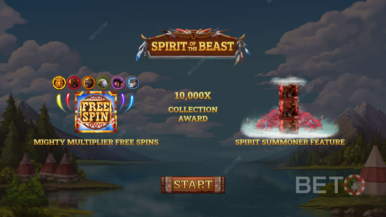 Ecrã de introdução da slot Spirit of the Beast