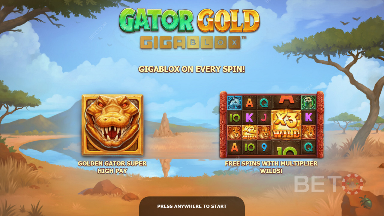 Ecrã de introdução do Gator Gold Gigablox