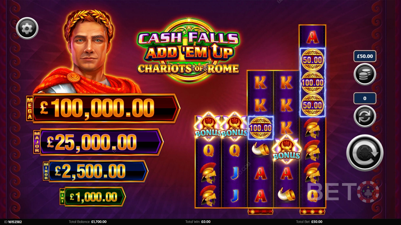 Cash Falls: Add 'Em Up Chariots of Rome Jogo Grátis
