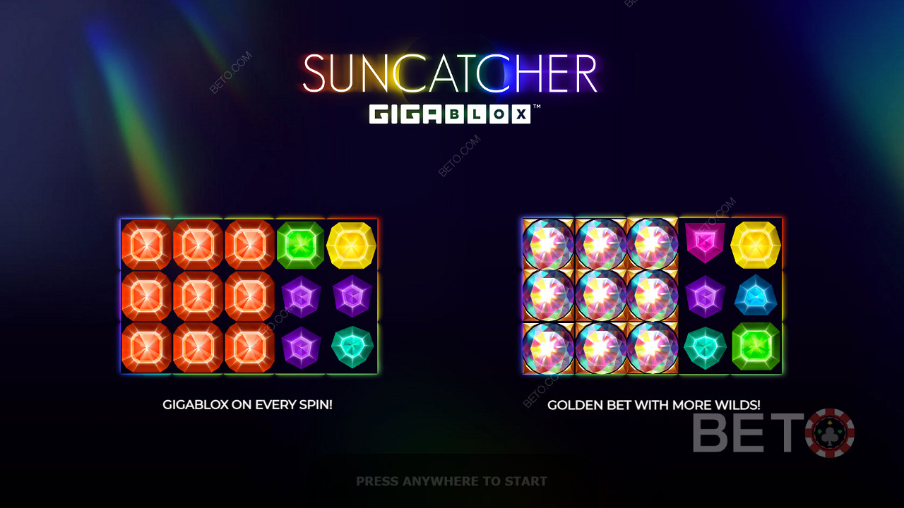 Ecrã de introdução que dá algumas informações sobre o Gigablox Suncatcher