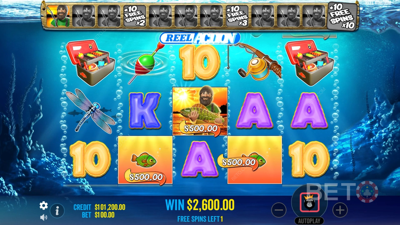 Funcionalidades de bónus explicadas em Big Bass Bonanza Reel Action por Reel Kingdom