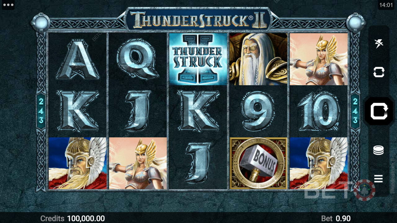 Diferentes símbolos baseados em temas em Thunderstruck II