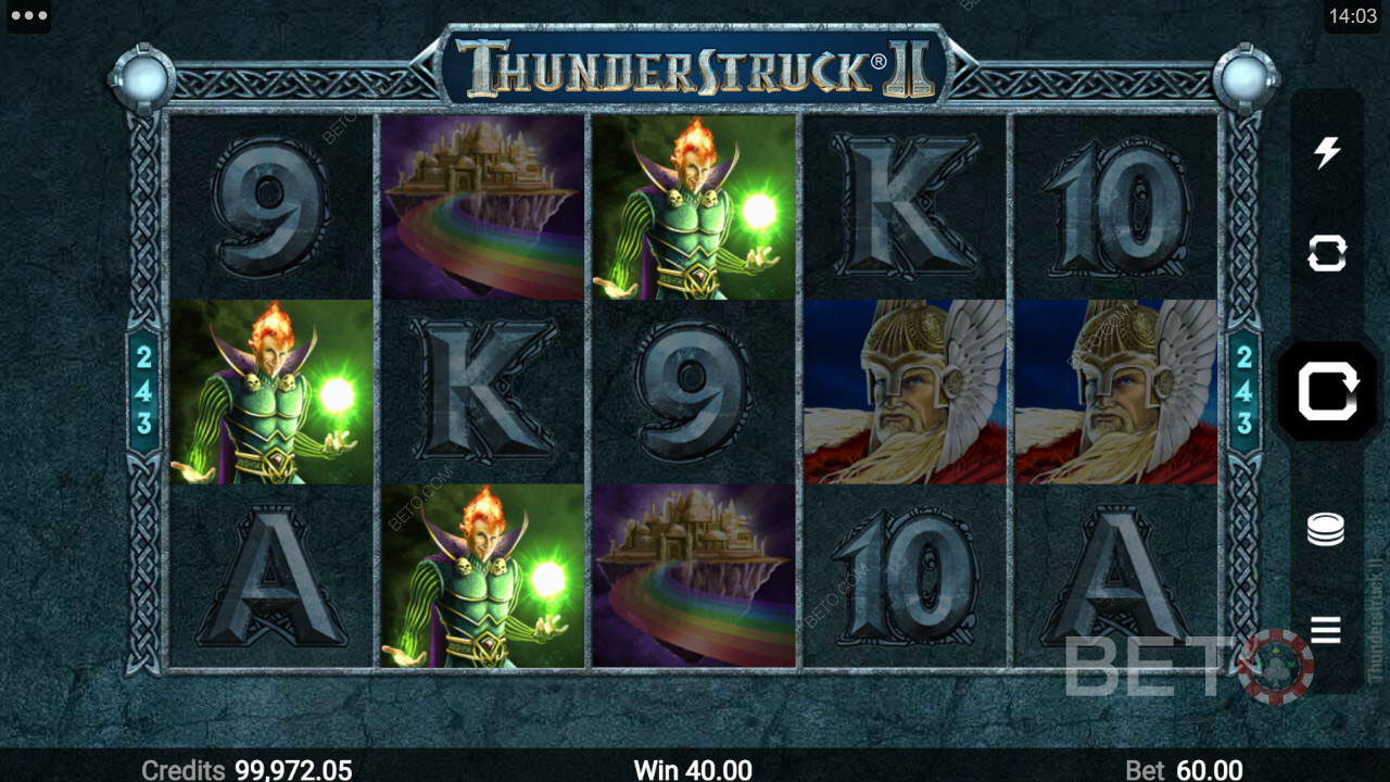 Símbolos de imagens altamente pagantes em Thunderstruck II