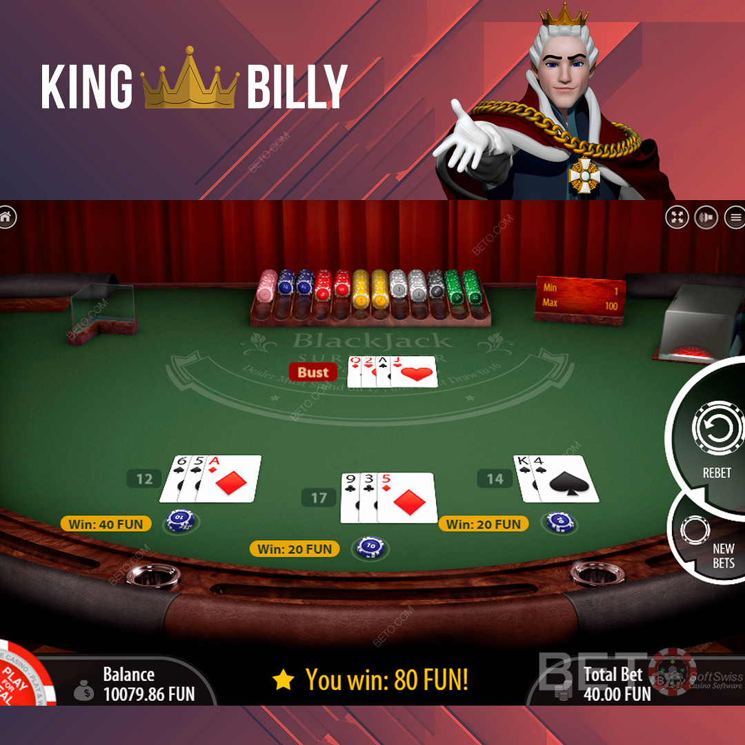 Desfrute dos populares jogos de mesa no King Billy Casino