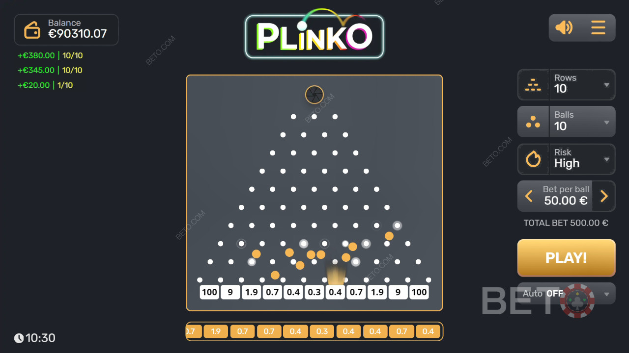 Ganhe 3.200x a sua aposta na Slot Plinko!