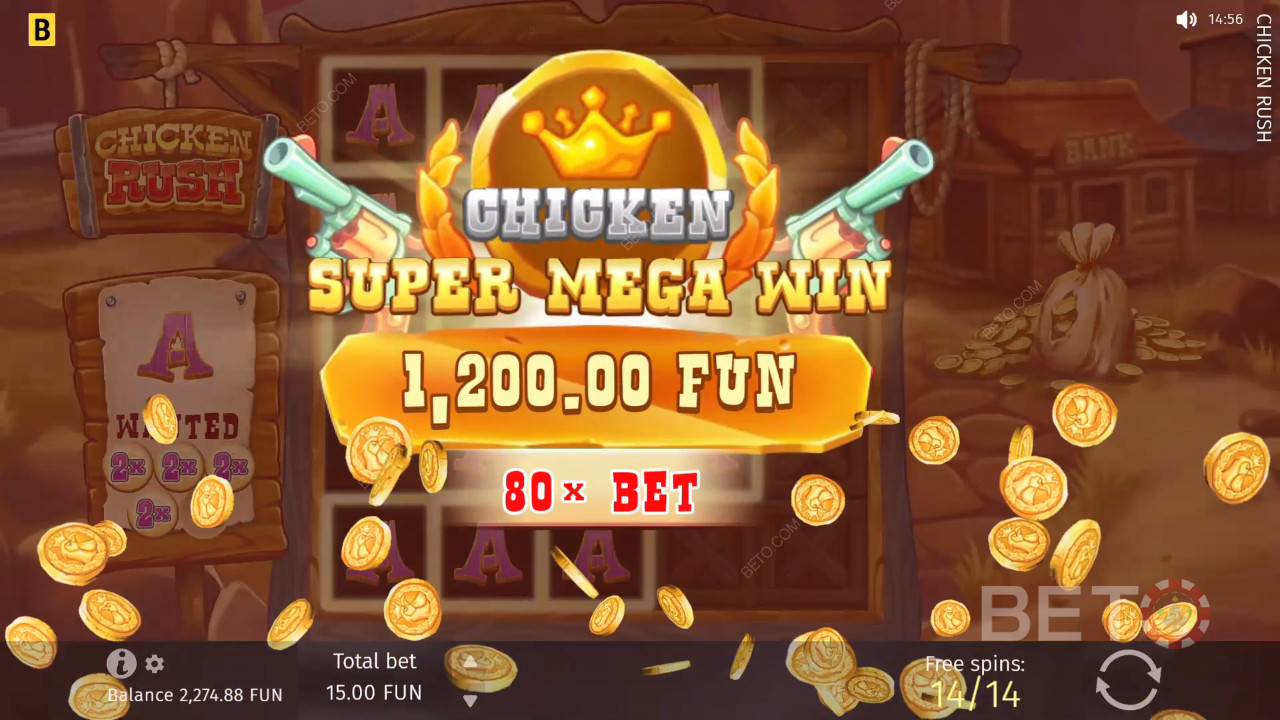 Ganhe 5.000x a sua aposta na slot de vídeo Chicken Rush!