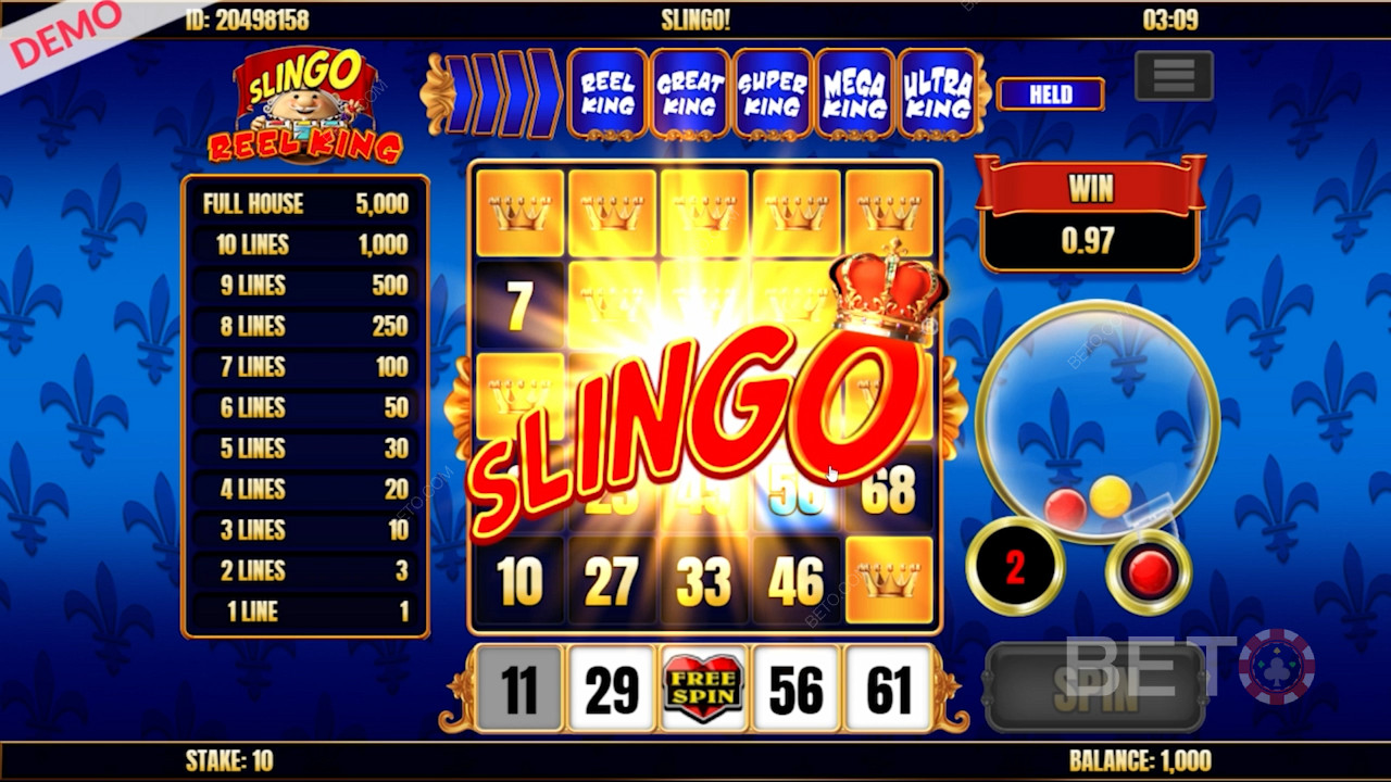 Slingo em Slingo Reel King slot
