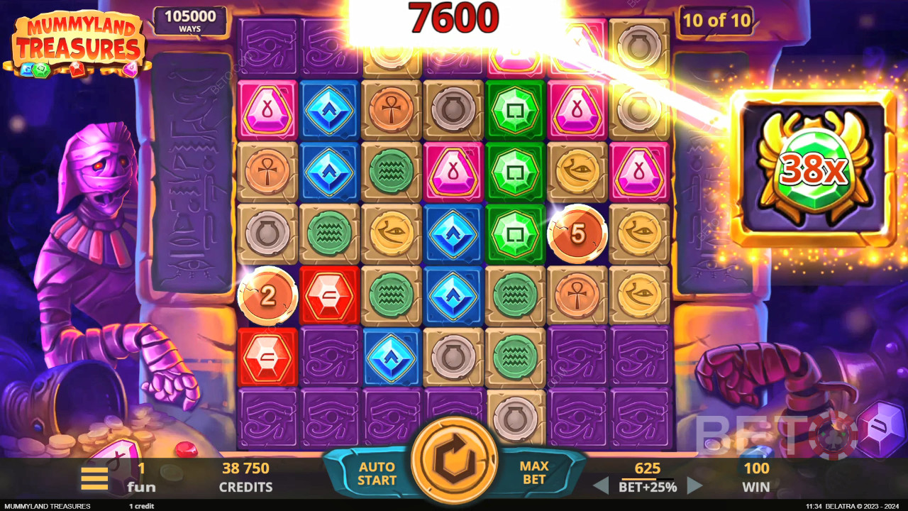 Ganhe 25.000x a sua aposta na slot de vídeo Mummyland Treasures!