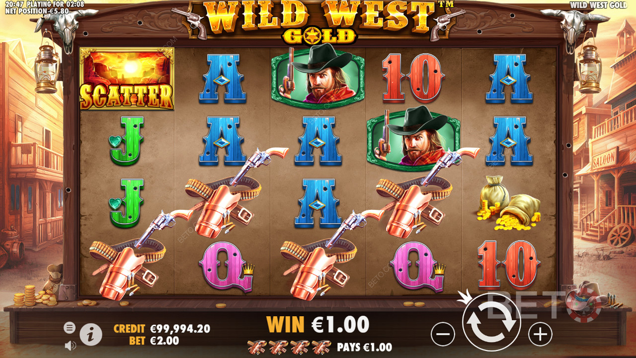 Uma combinação de alto pagamento em Wild West Gold