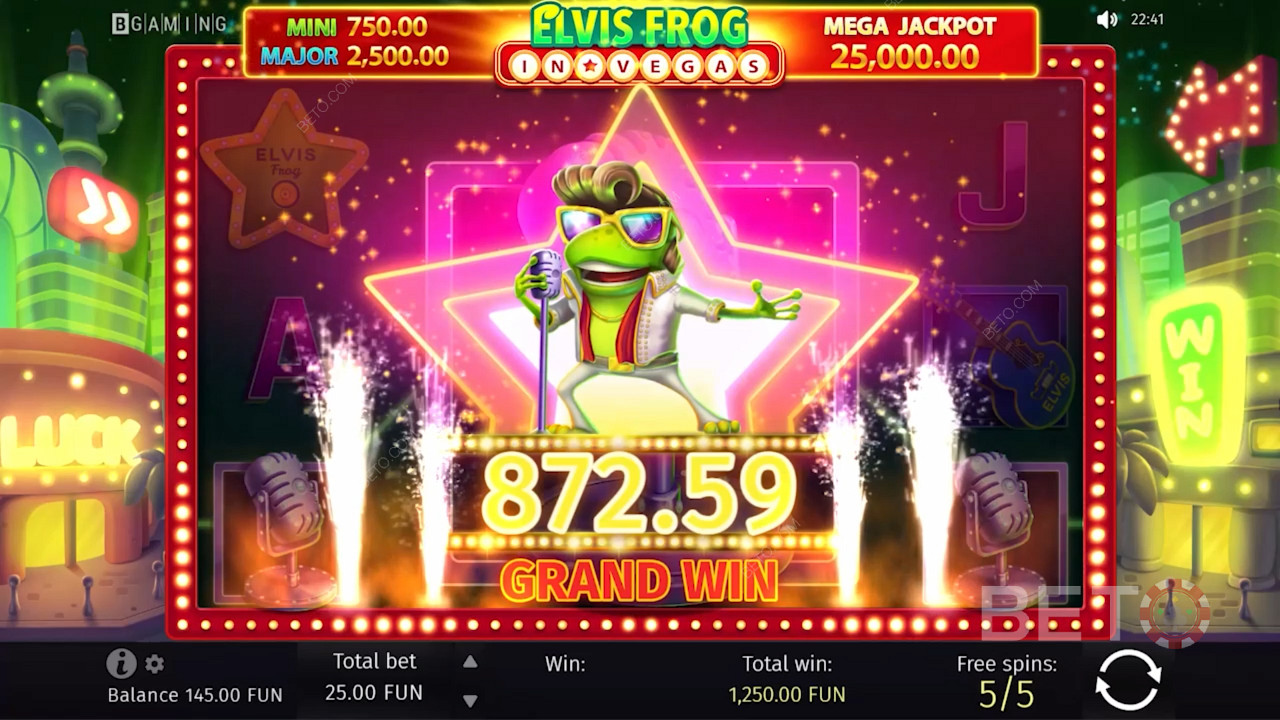 Ganhe algumas grandes quantias no Elvis Frog em Vegas